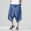 سروال الرجال M-5XL Mens Boys Boho Hip Hop Baggy Wide Harem Drop Style Strock Summer Corea Streetwear Hippie Cross XXXXXL