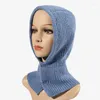 Berets Elegant Women Muslim Hat Winter Knitting Headscarf Hooded Hats Keep Warm Knitted Skullies Beanies Islamic Neck Cover Caps Ladies