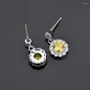 Dangle Earrings Fashion Exquisite Yellow Flower Drop For Women Daily Wearable Accessories With Dazzling Zirconia Aesthetic Jewelry