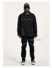 남성 자켓 Firmranch 블랙 멀티 지퍼 데님 남성 여성 셔츠 아카이브 패션 Streetwear 오토바이 바이브 한국 대표팀 재킷