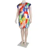 Robes de taille plus femmes 5xl tie dye imprimer club 2023 Summer Party Elegant Jirts Lady Fashion Casual Wholesale Vêtements