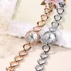 Armbandsur varumärke Rose Gold Luxury Women Dress Watches Girls Quartz Watch Armband Ladies Fashion Crystal Wristwatch