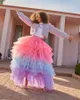 Jupes Chic coloré volants à plusieurs niveaux longues femmes Tulle 2023 élastique a-ligne femme Tutu jupe mélange couleur fête jupejupes