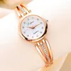 Armbandsur varumärke Rose Gold Luxury Women Dress Watches Girls Quartz Watch Armband Ladies Fashion Crystal Wristwatch