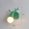 Lampade da parete Luci LED orientabili nordiche Colorate corna di cervo dei cartoni animati Lettura Sconce Montato Illuminazione per camera da letto per bambini E27