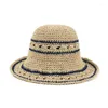 Wide Brim Hats Fashion Womens 2023 Straw Visor Bucket Stripe Crochet Hat Outdoor Foldable Vacation Gardening Beach Sun Cap Accesorises