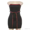 Summer Tight Dress Women Fashion Tube Top Sexy Stretch Slim Belt Dresses Ladies Striped Tank Dress