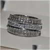 Wedding Rings Choucong Top Sell Drop Ship Luxe sieraden 925 Sterling Sier Princess Cut White Topaz CZ Diamond Gemstones Promise Wom Dhsoe