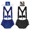 Clothing Sets Summer Baby Boy Cake Smash Outfit Half Year Old Birthday Clothes born Boys Shorts Suspender Tie 4pcs 230106