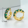 Hoop Earrings Luxury Female Green Crystal Drop Simple Yellow Gold Color Wedding For Women