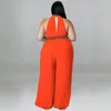 Pants Plus Size Women Jumpsuits 5xl Solid Halter One Piece Outfit Fashion Club 2023 Summer Lady Wide Leg Wholesale