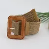 Belts Bohemia Elastic Belt Girdle Women's Beach PP Grass Knitting Wide Waist Square Buckle Weave Fake Straw Braided