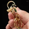 Decorative Figurines Brass Handicraft Key Ring Hanging Pendant Engraved Green Vegetable Trinket Car Buckle Card Bag Keyring Gift Small