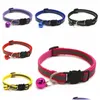Dog Collars Leashes Usef Round Pet Reflective Bell Cat Face Adjustable Size Necklace Neck Strap Safety Buckle Lead Accessory Vt157 Dhi5F