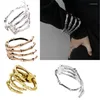 Bangle Skull Skeleton Hand Bracelet Metal For Men Women Halloween Wristband Gothic Punk Unisex Personalized Jewelry