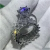 Fedi nuziali Choucong Splendida coppia di gioielli di lusso di alta qualità 925 Sterling Sier Marquise Cut White Topaz Cz Diamond Band Ring D Dhh2P