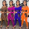 Women's Two Piece Pants Sexy Party 2 Sets Womens Outfits Club Wear Long Sleeve Crop Top And Bandage Pencil Matching Conjunto Femenino