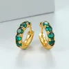 Orecchini a cerchio di lusso femminile goccia di cristallo verde semplice matrimonio color oro giallo per le donne