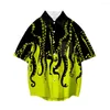 Men's Casual Shirts 2023 Summer Men's Clothing Octopus Print Art Shirt Basic Short Sleeve Beach Hawaii Street Fashion Chic Fresh Easy