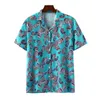 Chemises décontractées pour hommes Chemise hawaïenne d'été à rayures Col montant Ventilé et cool Blouses de vacances à manches courtes et chemises