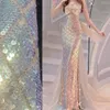 Stoff und Nähen, 50 x 130 cm, magischer glitzernder, wendbarer Meerjungfrauen-Fischschuppen-Pailletten-Paillettenstoff für Kleider, Bikini, Kleidungsstück 230105