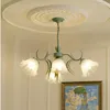 Pendant Lamps Modern Light Luxury Living Room Chandelier French Creative Lily Of The Valley Glass Lamp Retro Dining Bedroom