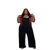 Byxor plus size kvinnor 5xl rompers ärmlös pocket jumpsuit mode club en bit outfit 2023 sommar lady wide ben pant grossist