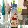 Kerstdecoraties Decoratie Santa Claus Wine Bottle ER Holder Bag Sneeuwman Kerstmis Kleed Home Drop Delivery Tuin Feitief Party Su Dhicz