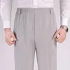 Calça masculina 2023 Primavera e verão não alerta as leggings de seda casual calças finas retas com uma cintura elástica solta trilha