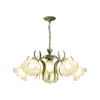 Pendant Lamps French Pastoral Living Room Chandelier Modern Creative Orchid Of The Valley Glass Retro Dining Bedroom Lighting