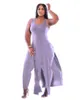 Casual Dresses 2023 Summer Sexy Fashion Print Slim Product Solid Color Sleeveless Dress Plus Size Two Piece