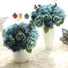 Decoratieve bloemen kunstmatige bloem zijden rozen bruidsjongen bruids boeketten blauwe bruid bruidsmeisje voor decoratie