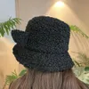 Wide Brim Hats Bucket Women Hat Vintage Winter Sheep Ear Plush Panama For Warm Faux Fur Soft Female Fisherman Sun Trend 230105