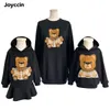Kläderuppsättningar Joyccin Mother Kids Bear Brodery Hoodies and Sweatshirts Drop Shoulder Solid Color Loose Pullover Family Matching Outfits 230105