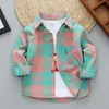 Kids Shirts Toddler Boys Long Sleeve Plaid Shirt For Spring Autumn Children Clothes Casual Cotton Tops 24M 11Y 230106