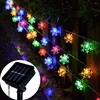 Stringhe 20 50led Solar LED String Light Impermeabile Ape Goccia d'acqua Fiore di pesco Stella Sfera Globo di cristallo Decorazione fiocco di neve per esterno