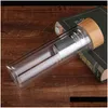 Su Şişeleri Taşınabilir Bambu Kapak Bardakları Çift Duvarlı Cam Çay Tumbler Süzgeç Infuser Sepet Şeffaf VT1805 Damla Teslimat Ev Dhzog