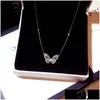 Pendant Necklaces Ins Top Sell Butterfly Luxury Jewelry 925 Sterling Sier Rode Gold Fill Pave White Sapphire Cz Diamond Gemstones Pa Dhihf