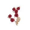 DIY Red Flower Harts Accessories Vintage Style Flower Branch Leaves Alloy Material 1222989