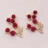 DIY Red Flower Harts Accessories Vintage Style Flower Branch Leaves Alloy Material 1222989