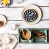 Kupalar seramik sofra retro düz tabak düz renk oluklu Avrupa kahve fincanı su ev yemek