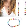 Necklace Earrings Set Chakra Gem Stone Beads Pendant Earring Women Yoga Reiki Healing Balancing Maxi Anklet Jewelry Kit