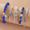 Link-Armbänder, vierblättriges Kleeblatt, blaue Liebe, Tropfenperlen, Kompass-Pfeil, Set mit Strasssteinen, Armband, 5-teilig, individuell für Frauen