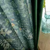 Gardin American Garden British Plant Flower Cotton and Linen Printing Curtain för vardagsrum sovrum kök gröna vik