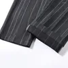 Herrkräkter Summer Thin Striped Suit Pants Men Slim Grey Black Dress Business Formal Trousers for Man 2023 Korea Style Clothing