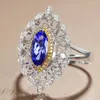 Toca de cluster jóias de moda artesanais femininas s tanzanite stone wedding anel aberto tendência cz feminina judeu feminina