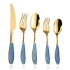 Dinware sets 16 -pieces vintage carving gouden bestek set 18/10 roestvrijstalen lepel mes en vork keukengerei kubiertos keuken