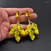 Boucles d'oreilles pendantes à la mode été cristal Boho citron fruits goutte pour les femmes jaune feuille boucle d'oreille pendentif Baroque déclaration bijoux