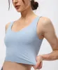 Yoga outfit Solid Color Sports Tank Soft Vest Crop Top Moisture Wicking Tight Fitness Bra Kvinnor Inga fälgar Borttagbara bröstkorgar Gymkläder