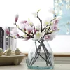 Fleurs décoratives fleur artificielle impression 3D 3 tête petit Magnolia soie tissu fausse décoration de la maison décor de mariage